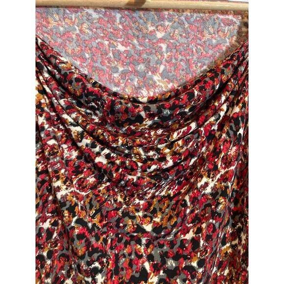 Julian Taylor Top Womens 20W Red & Rust Animal Print Cowl Neck Stretch Plus - Picture 4 of 13